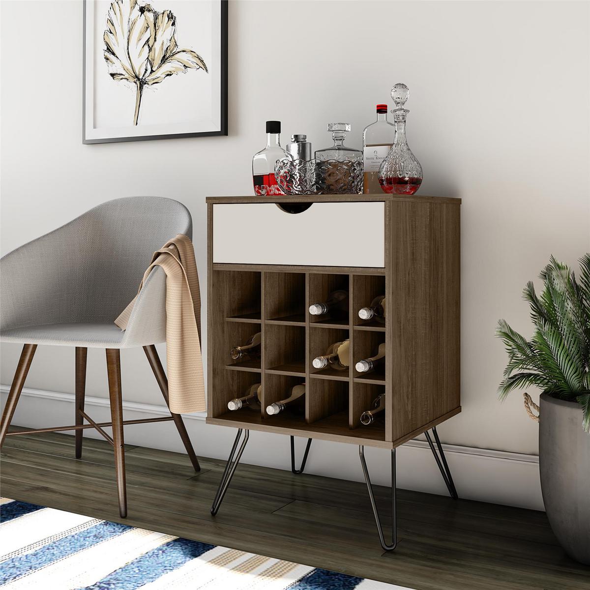Weinregal Concord Dunkelbraun ca. 51x80x45cm - Eichefarben/Dunkelbraun, Design, Holzwerkstoff/Metall (51/80/45cm) - MID.YOU