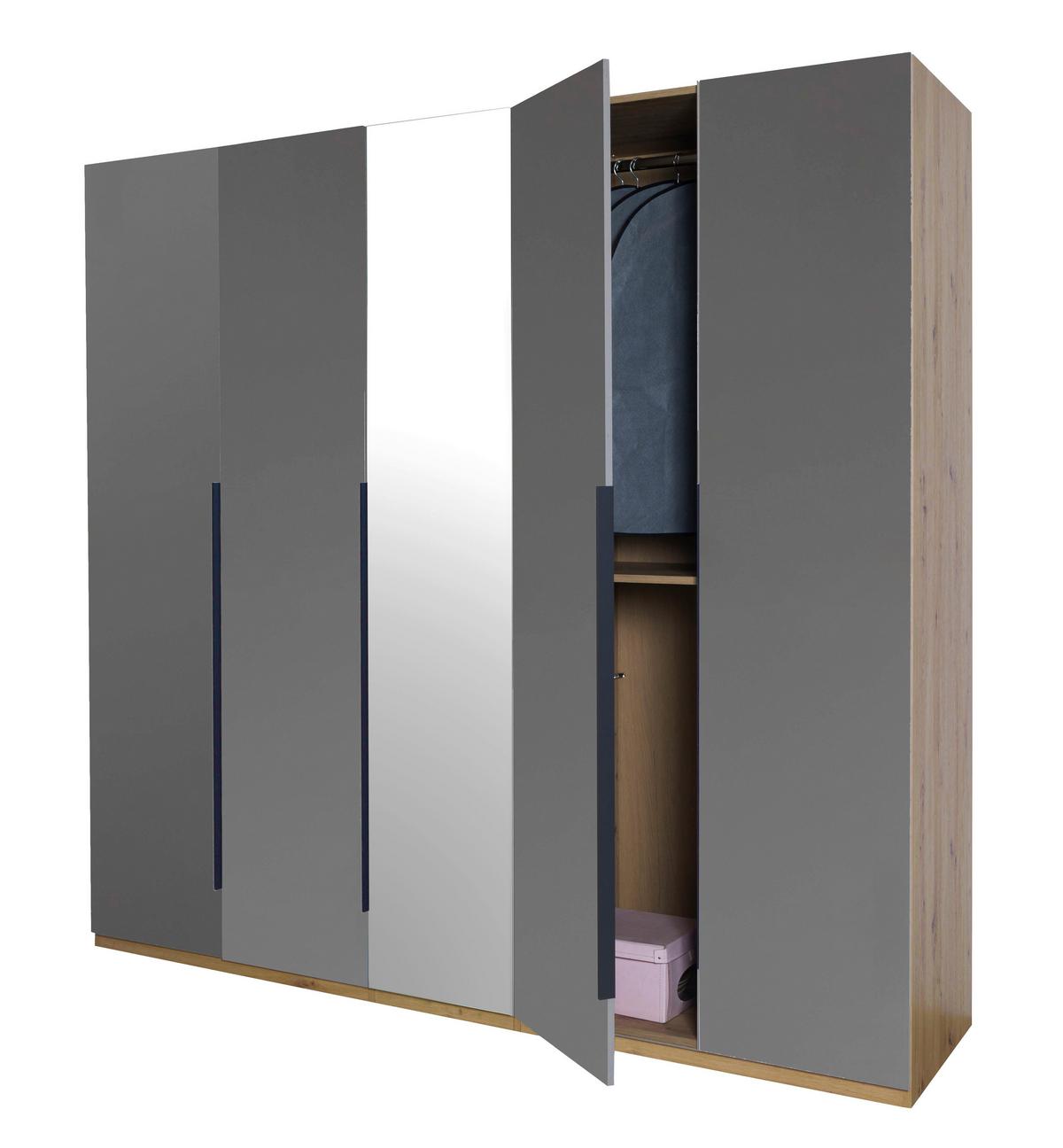 Ormar Sa Klasičnim Vratima Sposami - siva visoki sjaj/antracit, Moderno, metal/pločasti materijal (229,8/222,6/63,3cm) - Premium Living