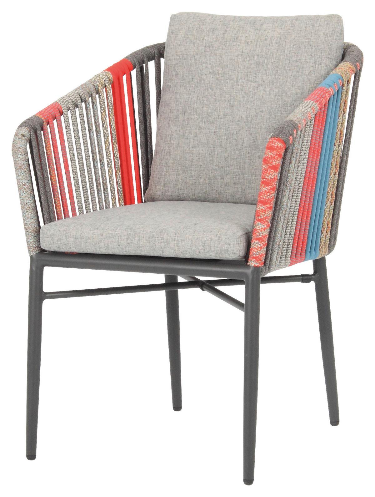 KRZESŁO OGRODOWE MANHATTEN COLOR - antracytowy/różnokolorowy, Modern, metal/tkanina (61/82/63cm) - Acamp