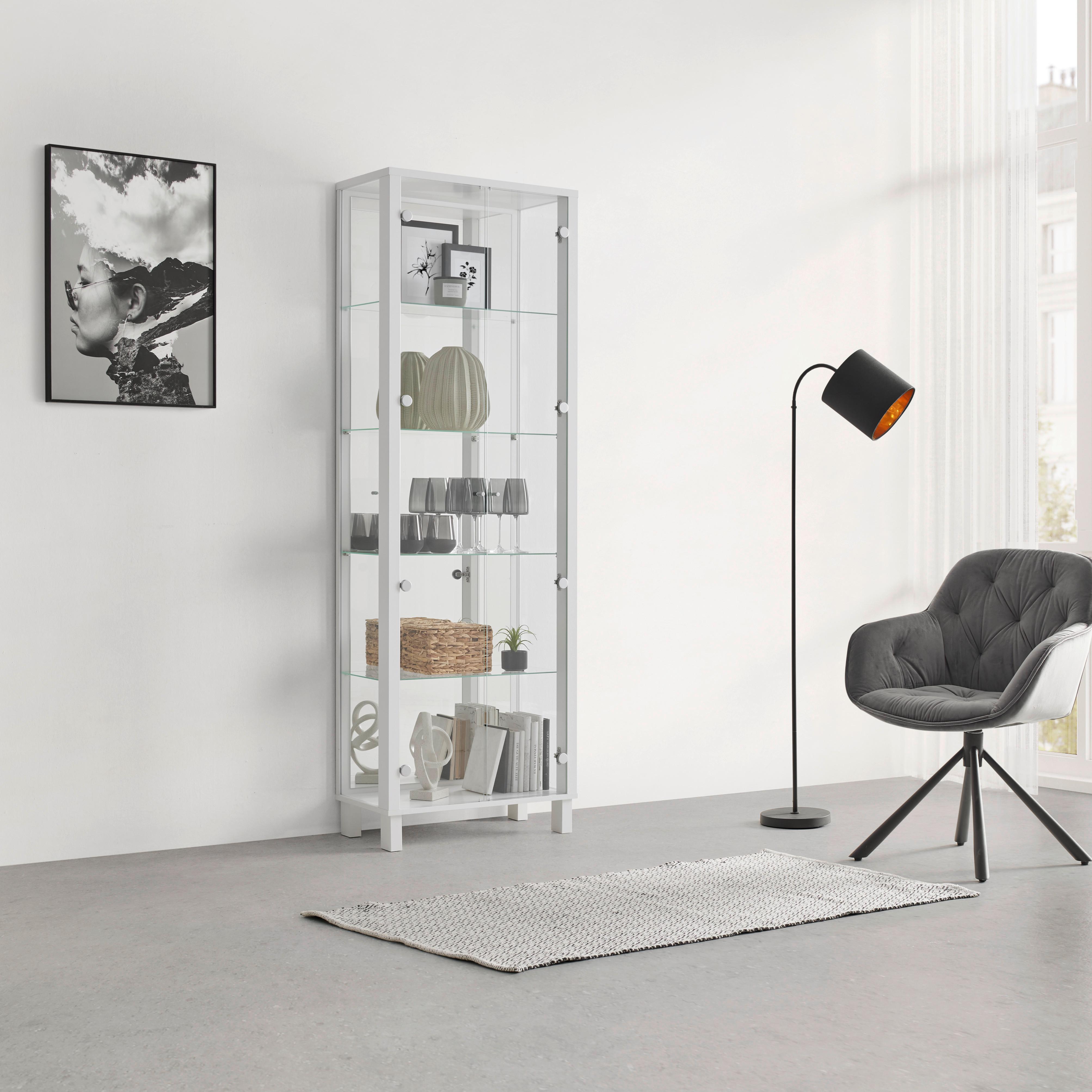 VITRINE ALBI -EXKLUSIV- - Weiß, MODERN, Glas/Holzwerkstoff (62/189/33cm) - Mömax
