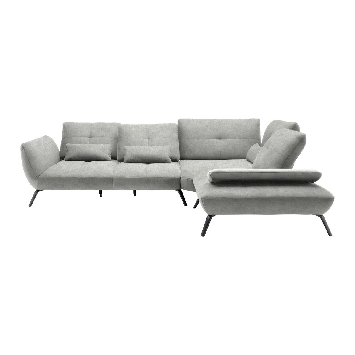 Wohnlandschaft Trendy Silberfarben - Silberfarben/Schwarz, MODERN, Holzwerkstoff/Textil (310/93/250cm) - Premium Living