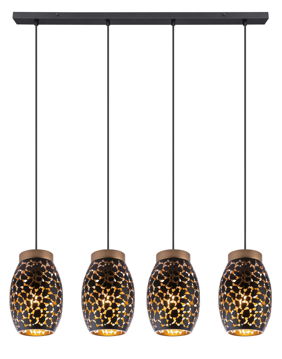 Viseča Svetilka Narri - zlate barve/črna, Basics, kovina (90/15/120cm) - Globo