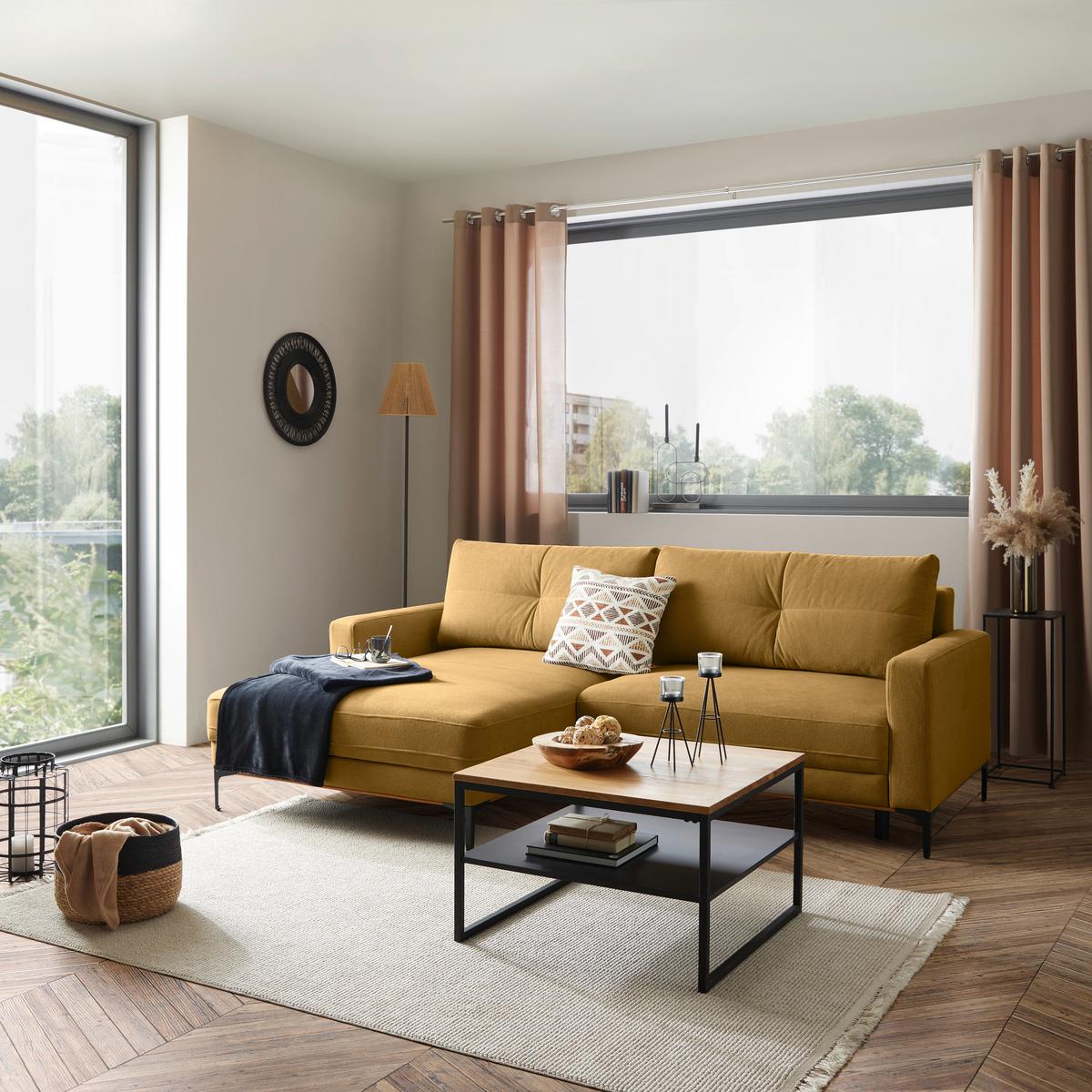 Kutna Garnitura Bergamo - žuta/crna, Moderno, tekstil/metal (162/238cm) - Mömax