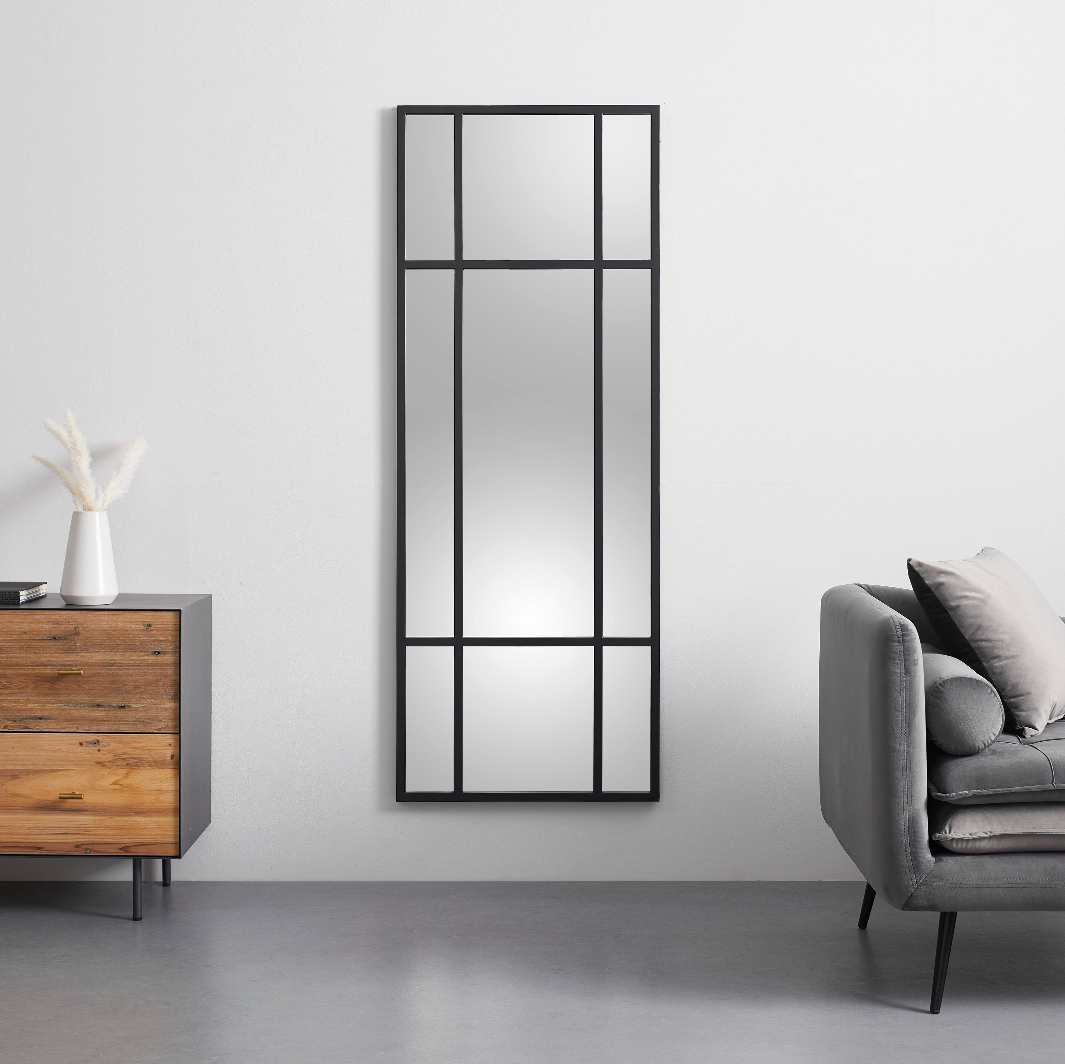 Spiegel Jill ca. 60x160 cm Schwarz - Schwarz, MODERN, Glas/Holzwerkstoff (60/160/3cm) - Bessagi Home