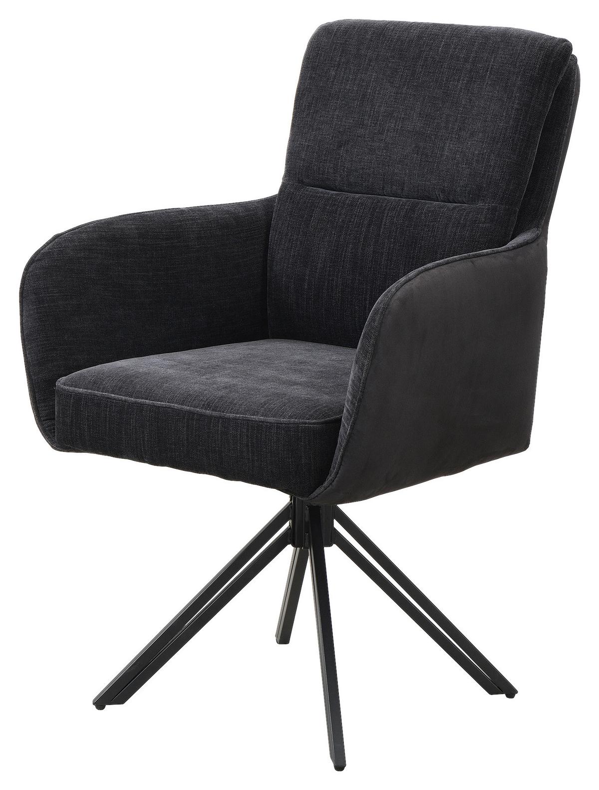 STUHL-SET TINO - Schwarz, MODERN, Textil/Metall (62/94/70cm) - MID.YOU