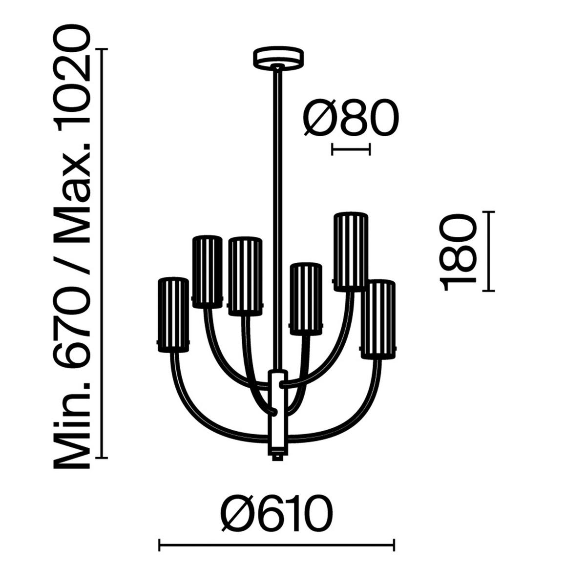 Kronleuchter Arco Messingfarben max. 40 Watt - Messingfarben, Trend, Glas/Metall (61/44,7/61cm) - MAYTONI