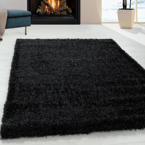 Hochflorteppich Brilliant Schwarz ca. 160x230cm - Schwarz, Basics, Textil (160/230cm) - Novel
