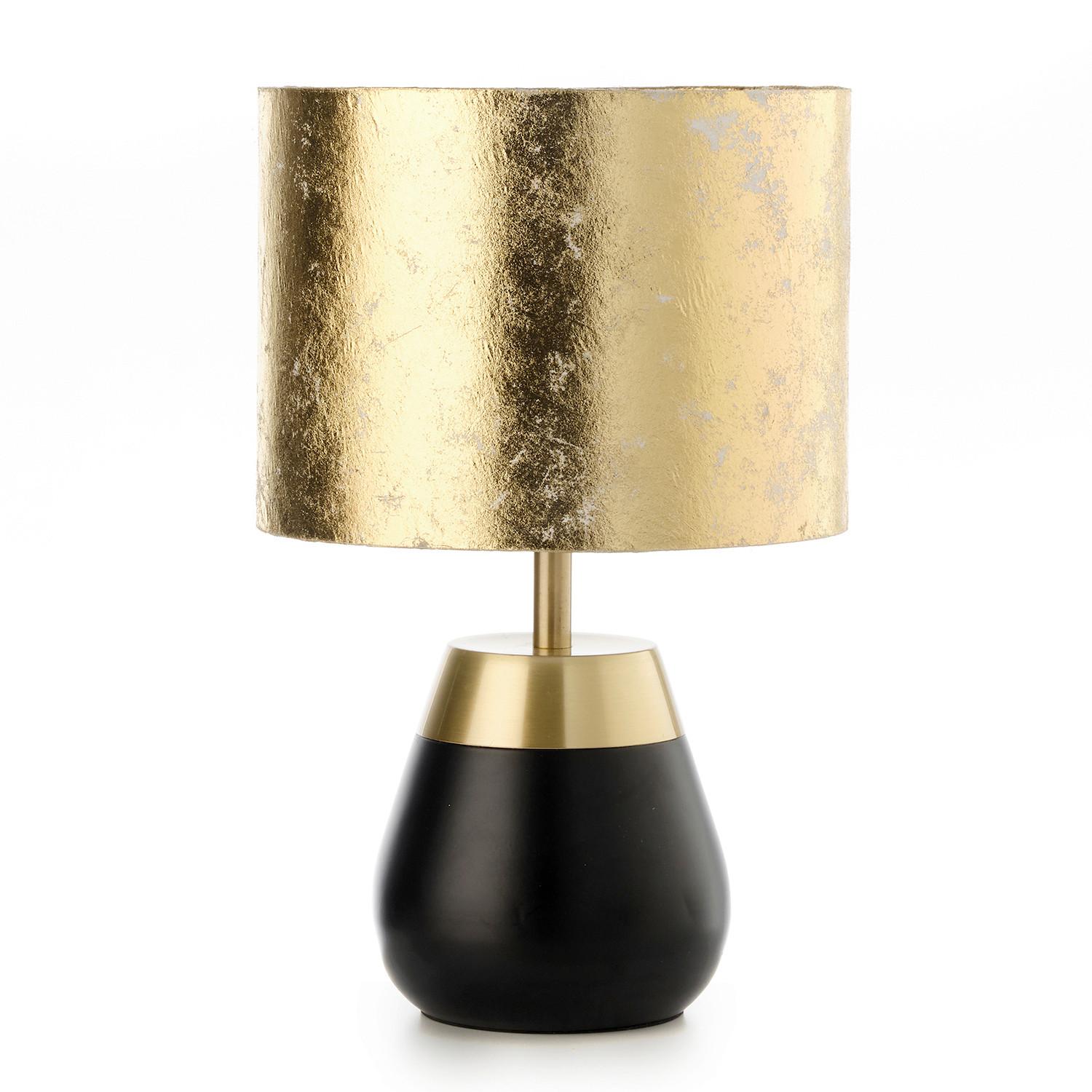 Nachttischleuchte Kint Schwarz/Gold max. 22 Watt - Goldfarben/Schwarz, KONVENTIONELL, Textil/Metall (23/37.5cm)