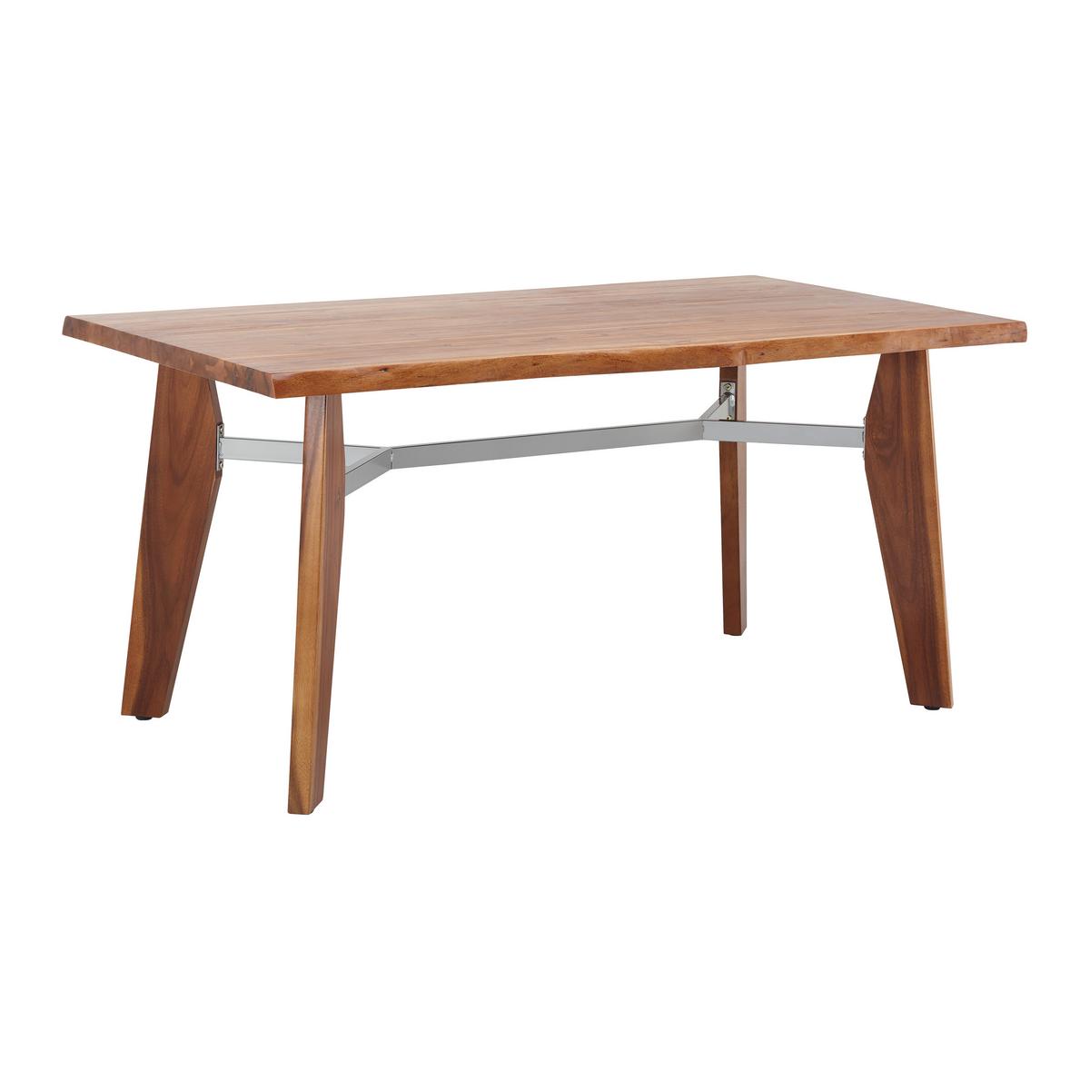 Esstisch Jasper in Holz Akazie massiv hell ca. 160x90 cm - Grau/Akaziefarben, MODERN, Holz/Metall (160/90/75cm) - Bessagi Home