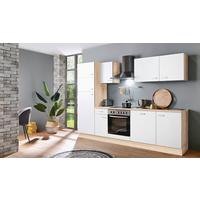 Menke Küchenblock Classic Weiß/Eiche ca. 270 cm - Silberfarben/Weiß, KONVENTIONELL, Holzwerkstoff/Kunststoff (270cm) - Menke