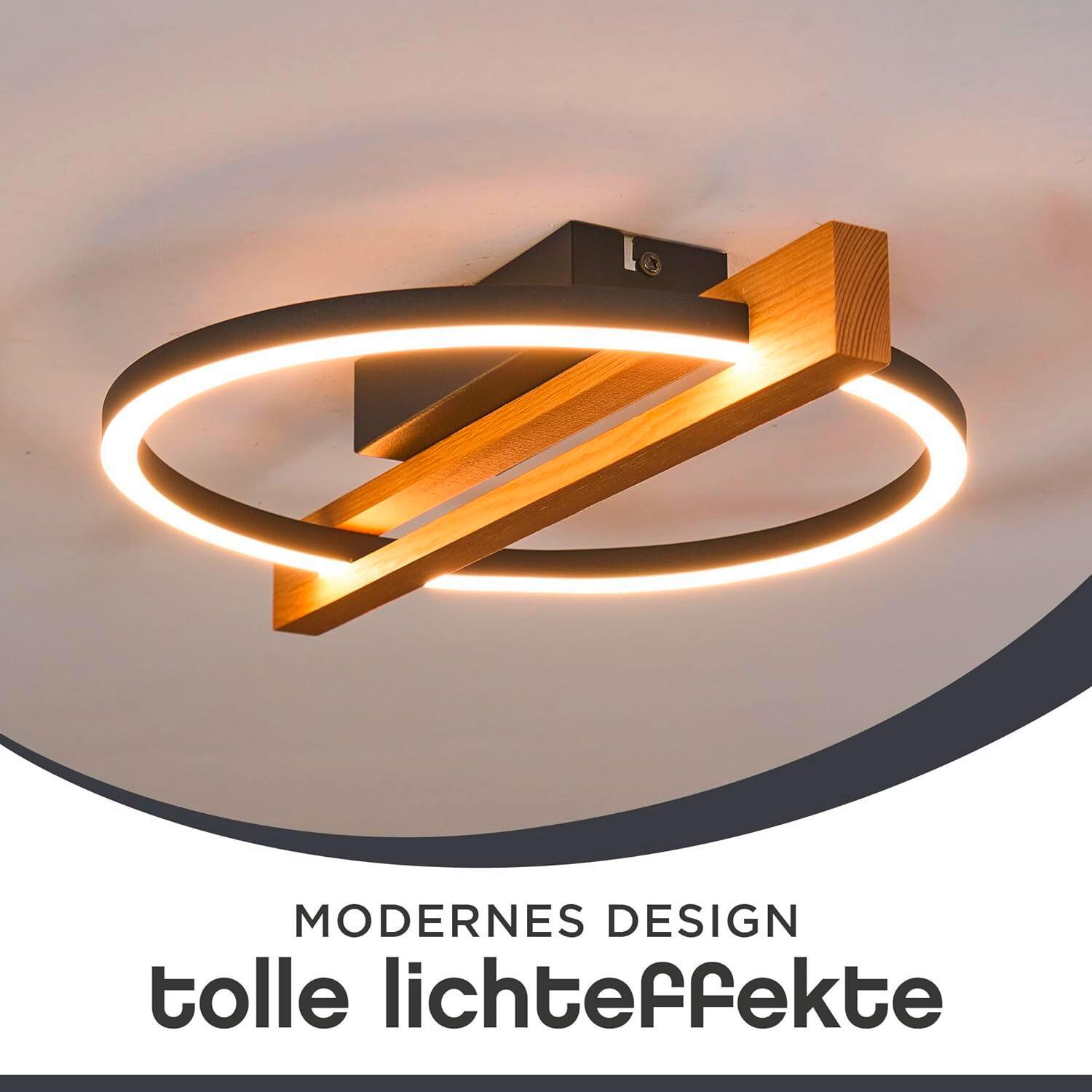 LAMPA SUFITOWA LED 9330-PL1 NERO - Natur, drewno (39/30/7.5cm)