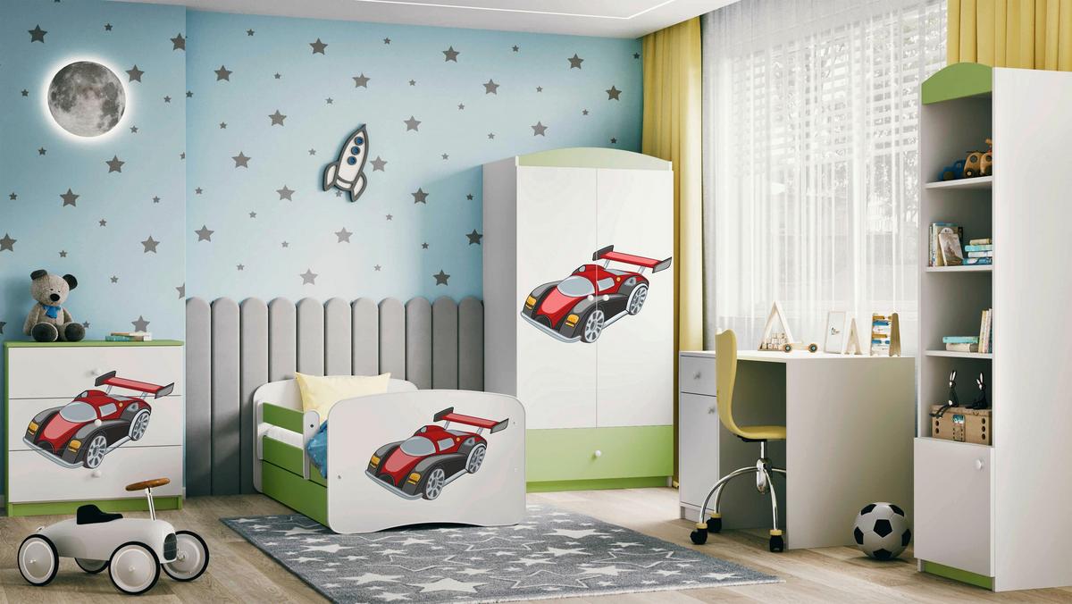 Otroška Postelja Babydreams, Bela, Zelena, 80x160cm - zelena/bela, Moderno, tekstil/leseni material (80/160cm) - MID.YOU