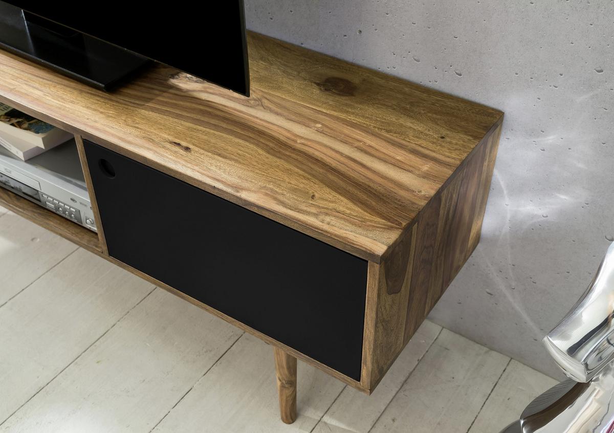 Lowboard Repa Sheesham ca. 140x45x35 cm Braun/Schwarz - Sheeshamfarben/Schwarz, Design, Holz (140/45/35cm) - MID.YOU