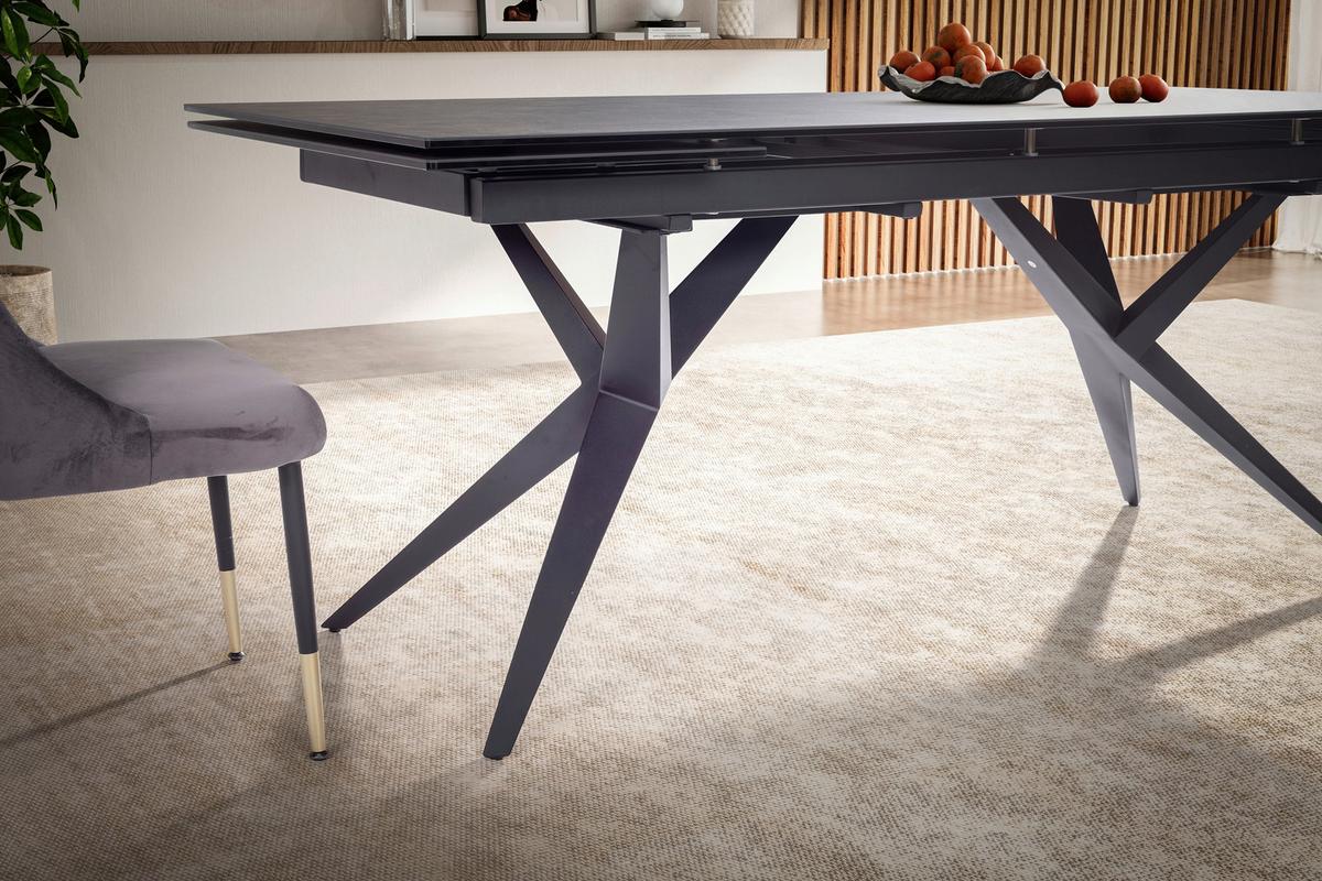 Raztegljiva Jedilna Miza Marble, Keramika, 180-260x95cm - črna, Design, kovina/keramika (180/95/76cm) - MID.YOU