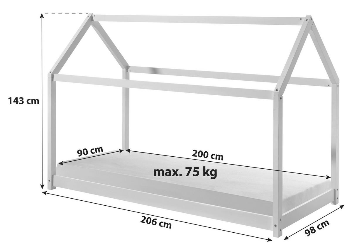 Hausbett Cabane 90x200 cm Kiefer Natur Echtholz - Kieferfarben, MODERN, Holz (90/200cm) - MID.YOU