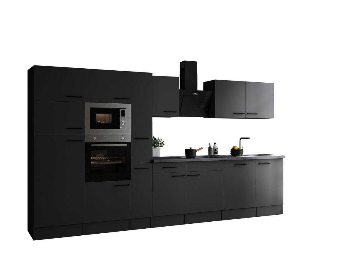 Kuhinjski Blok Z Aparati Oliver, 370cm - temno siva/črna, Design, kovina/leseni material (370cm) - Respekta