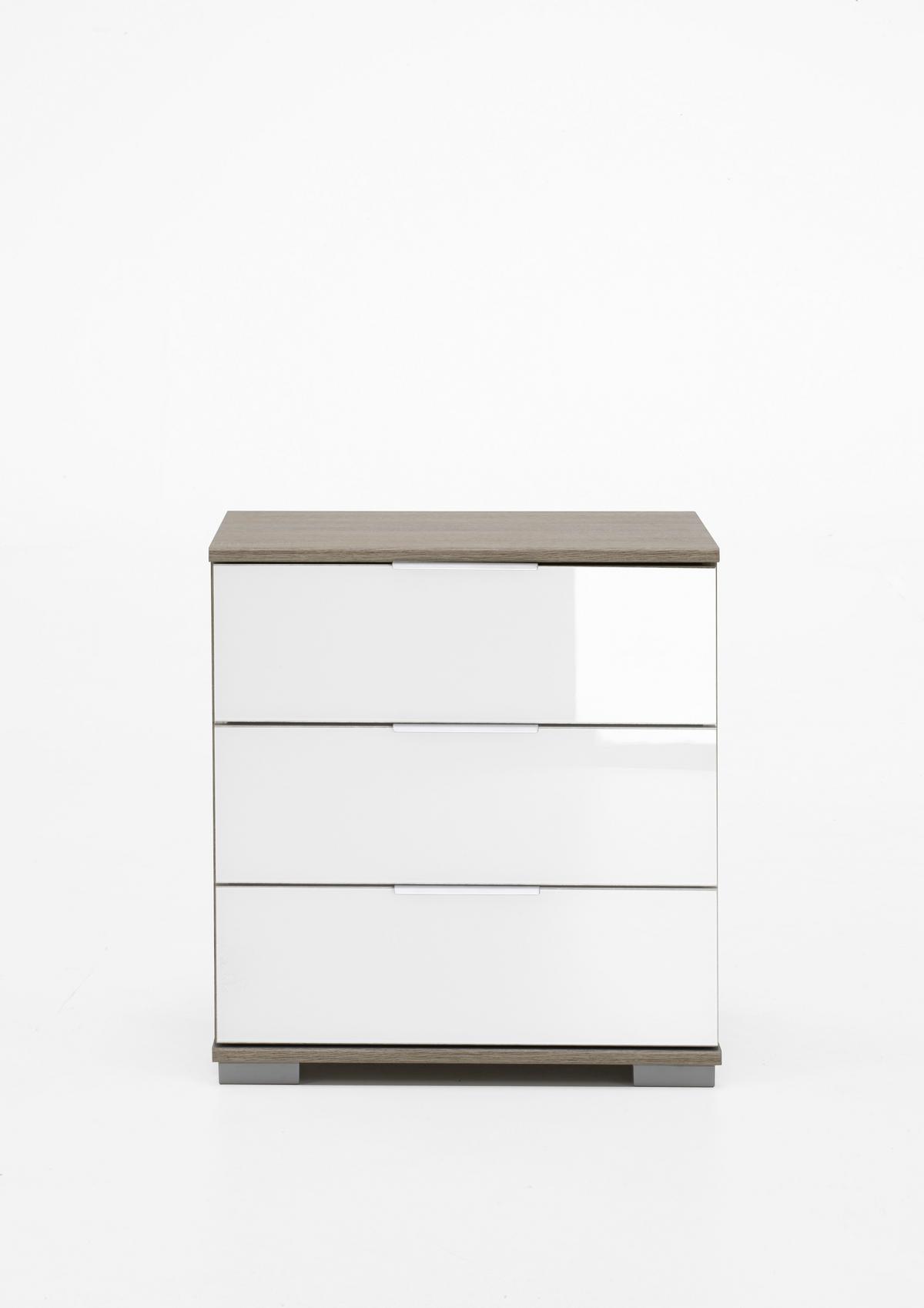 Nočna Omarica New York, Bela, Barve Hrasta - barve hrasta/bela, kovina/leseni material (52/58/38cm) - Premium Living