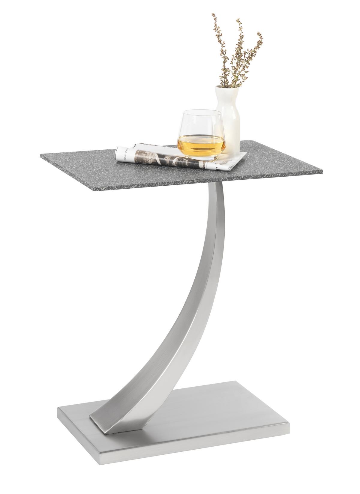 STOLIK BOCZNY KAI - kolor srebrny/ciemnoszary, Design, metal/szkło (30,5/45,7/54,6cm) - Xora