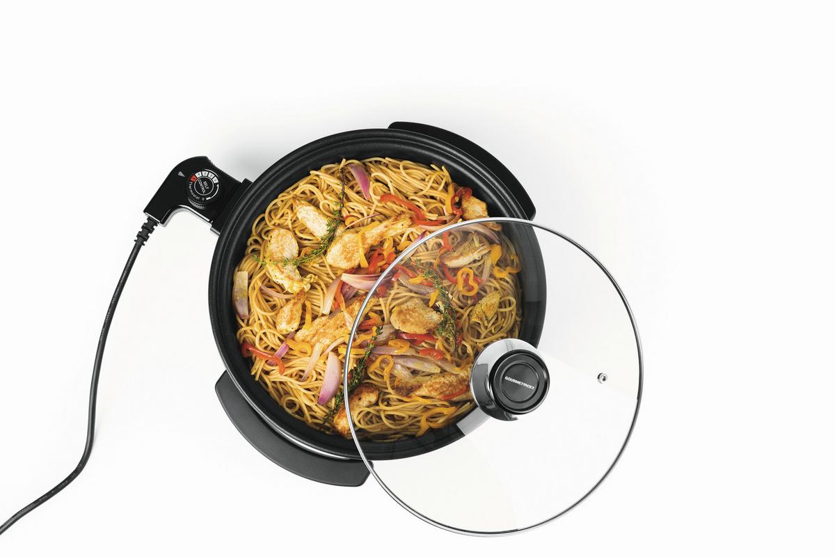 ELEKTRISCHE PFANNE GOURMETMAXX - Schwarz, Basics, Glas/Kunststoff (34/18/32cm) - GOURMETMAXX