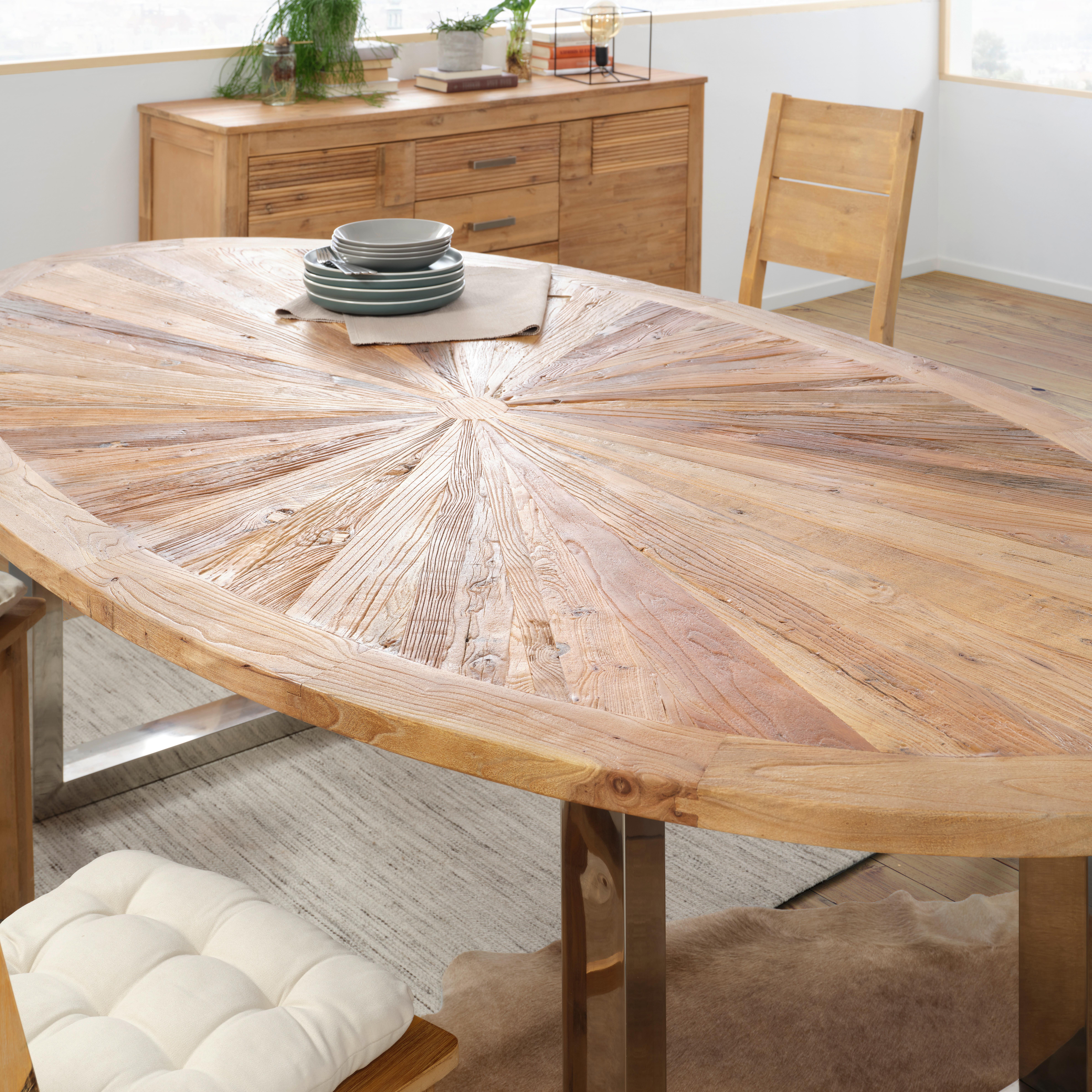 Esstisch in Braun massiv - Alufarben/Braun, Lifestyle, Holz/Metall (254/78/135cm) - Premium Living