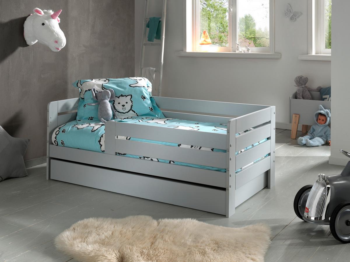 Kinder-/Juniorbett mit Bettlade ca. 70x140 cm Grau - Kieferfarben/Grau, MODERN, Holz/Holzwerkstoff (70/140cm) - MID.YOU