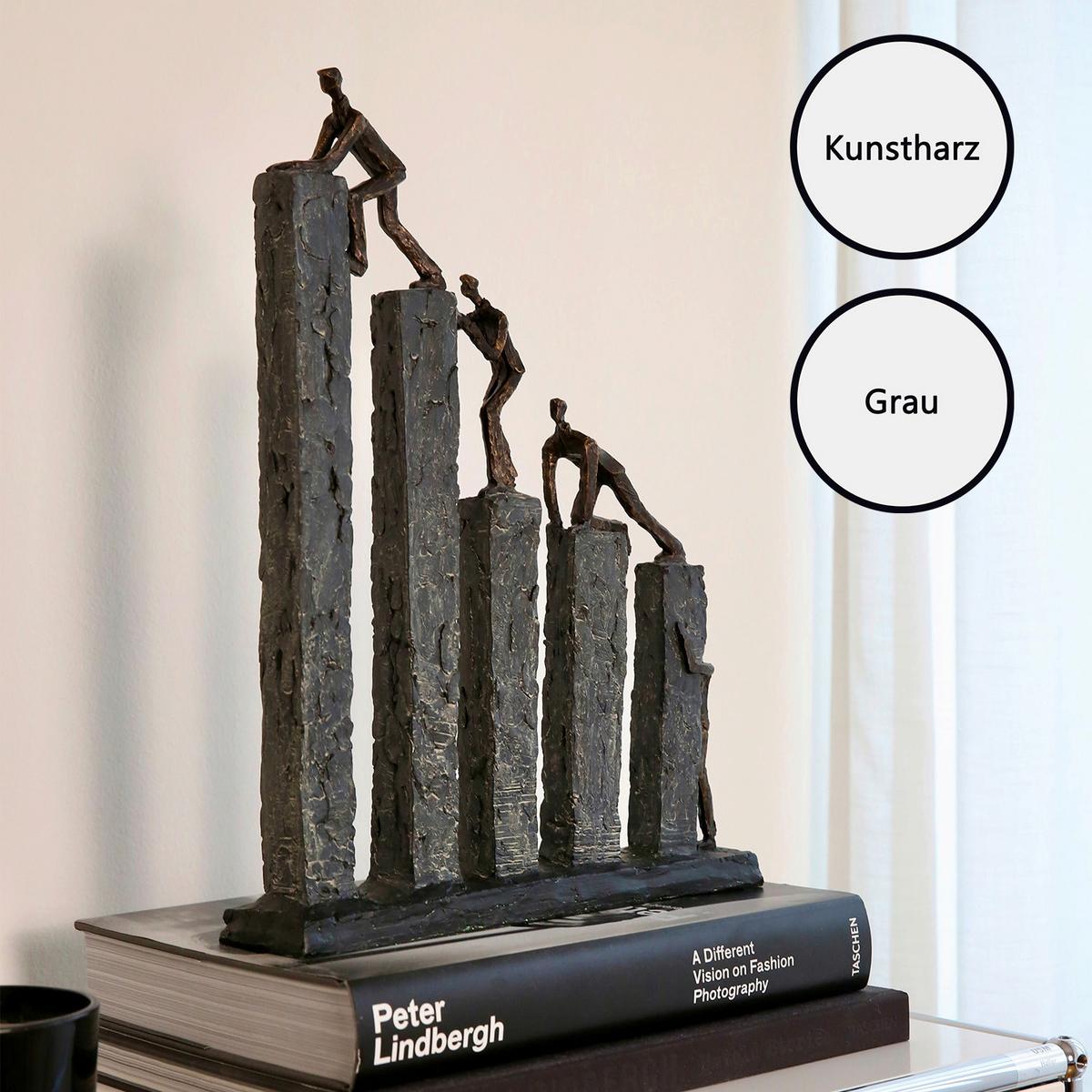 Skulptur Grau/Bronzefarben - Bronzefarben/Grau, Basics, Kunststoff (31/43/7cm)