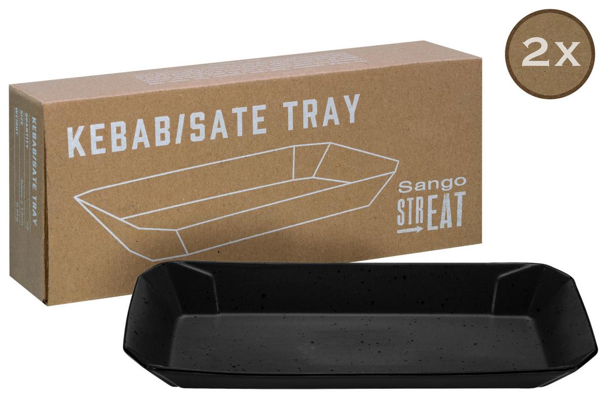 Set Podstavkov Street Tray Kebab, 2-Delni - črna, Basics, keramika (30/13cm) - Creatable