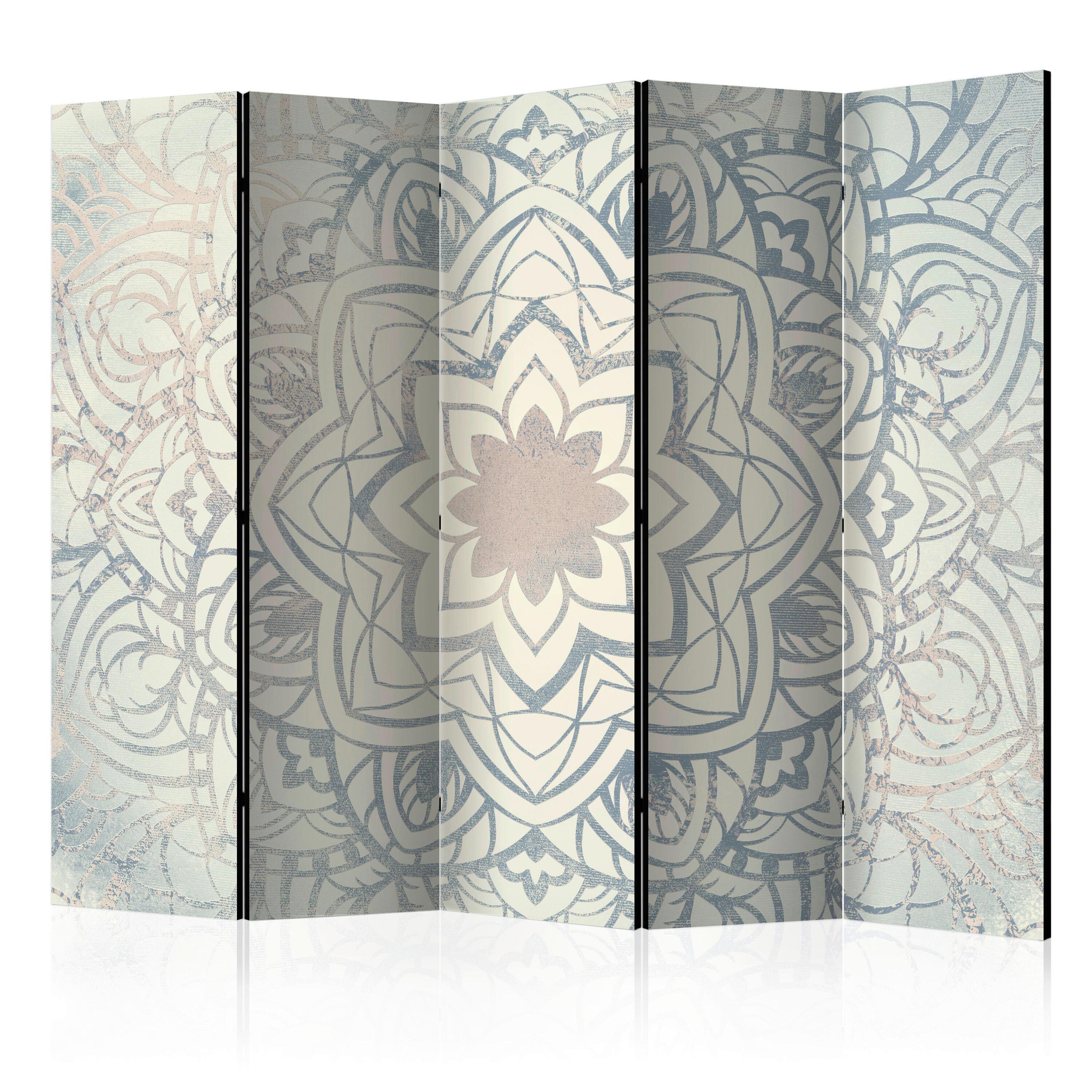 Paravent Winter Mandala II Grau/Beige - Beige/Grau, Basics, Holz/Kunststoff (225/172/3cm) - artgeist