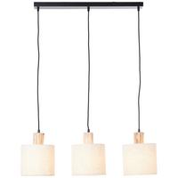Pendelleuchte Pia Naturfarben max. 40 Watt - Schwarz/Naturfarben, Natur, Holz/Textil (80/20/130cm) - Brilliant