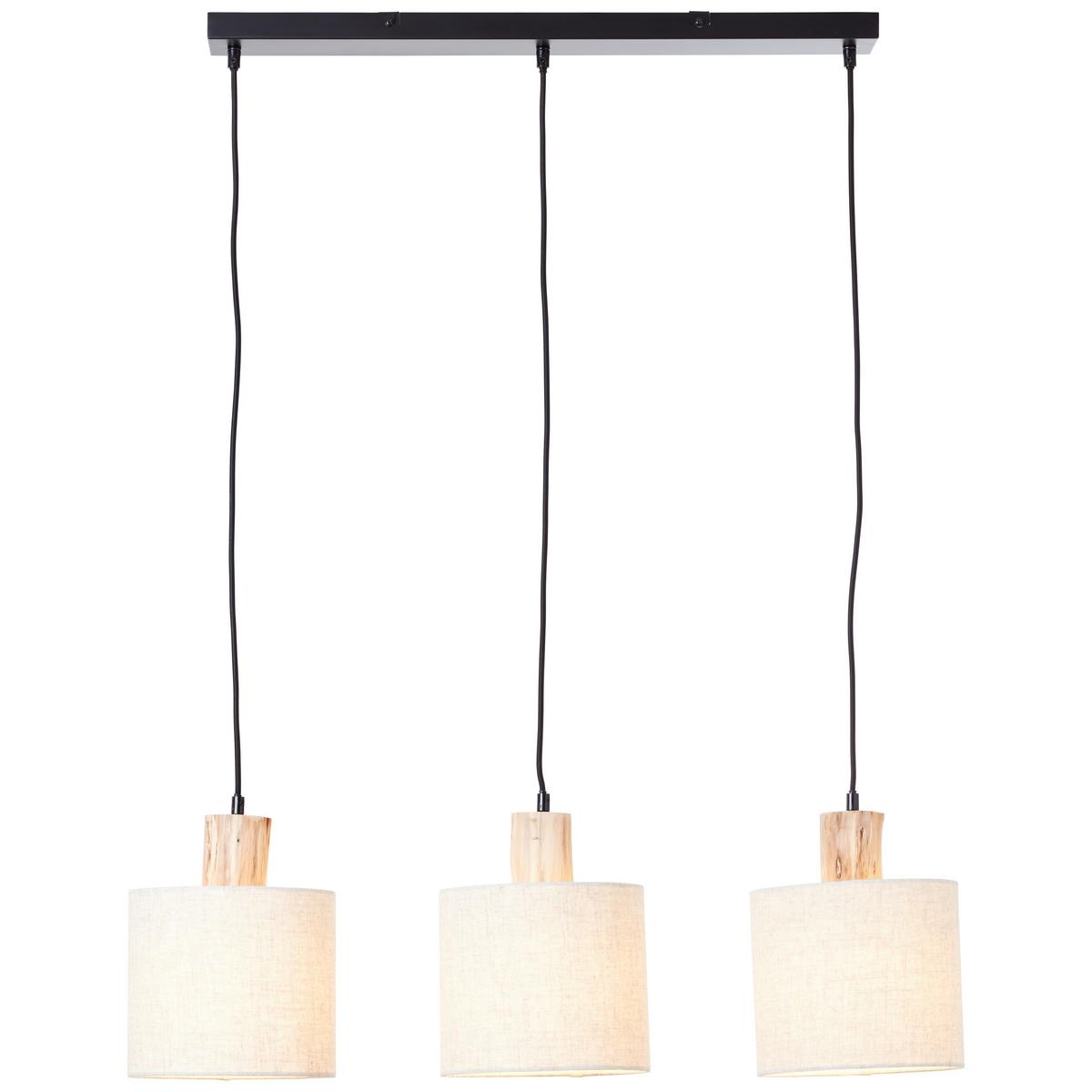 Pendelleuchte Pia Naturfarben max. 40 Watt - Schwarz/Naturfarben, Natur, Holz/Textil (80/20/130cm) - Brilliant