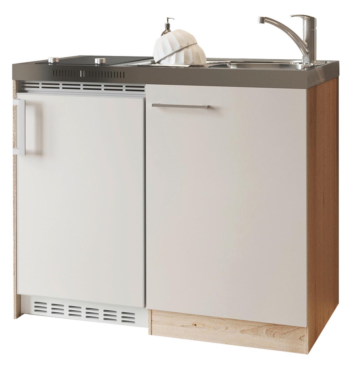 Miniküche Levin m. Geräten B: ca. 100cm Kaschmir - Kaschmir/Eichefarben, Trend, Holzwerkstoff/Kunststoff (100cm) - Respekta