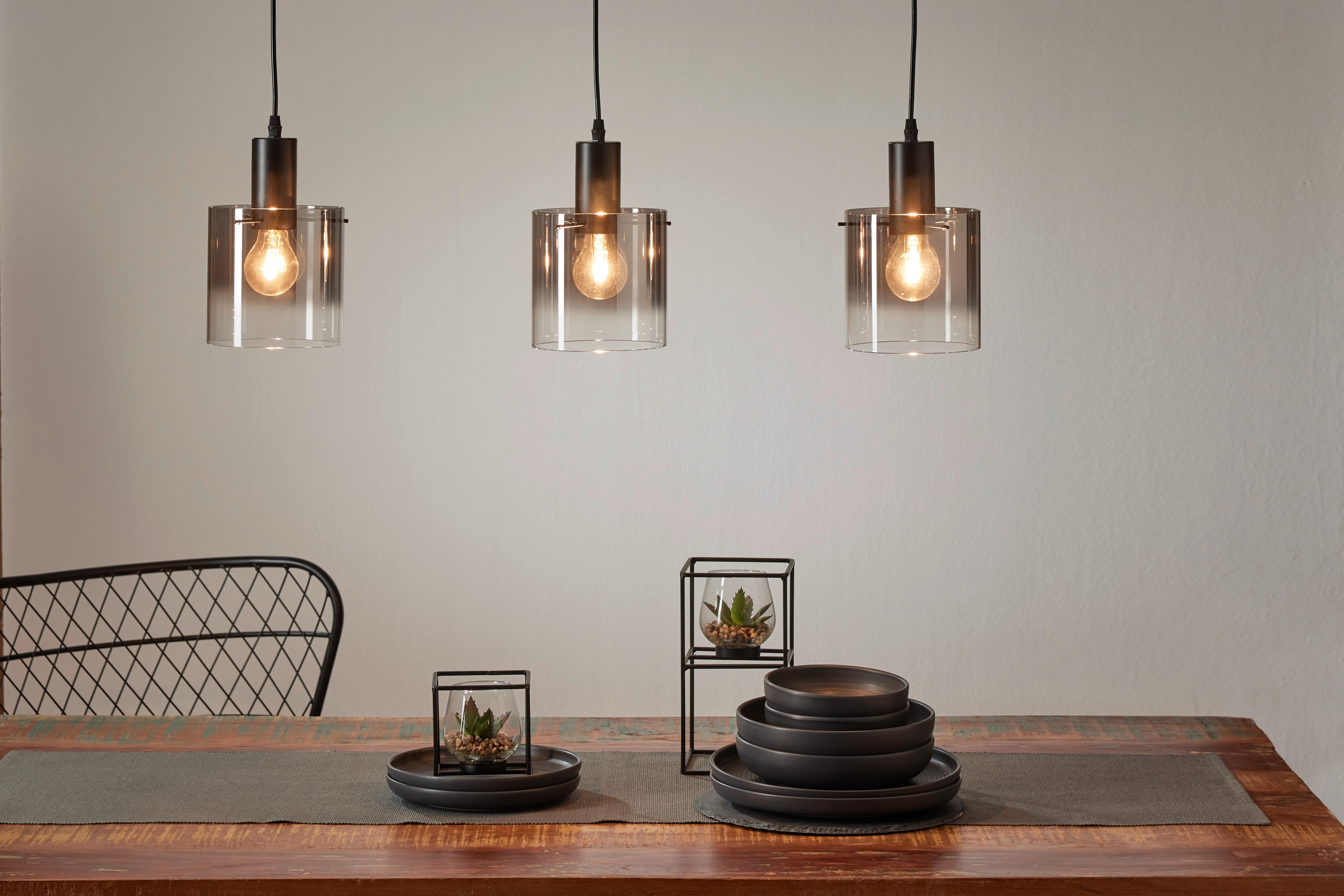 Hängeleuchte Christiano max. 40 Watt - Schwarz, MODERN, Glas/Metall (80/15/120cm) - Premium Living