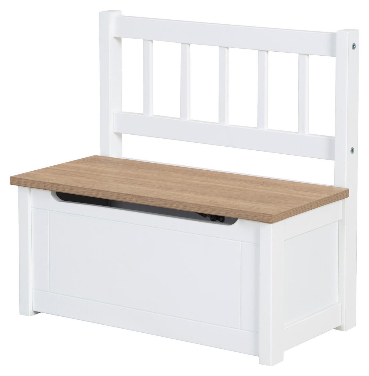 Truhenbank Woody in Natur/Weiß - Hellbraun/Weiß, Holzwerkstoff (56/53/28cm) - Roba