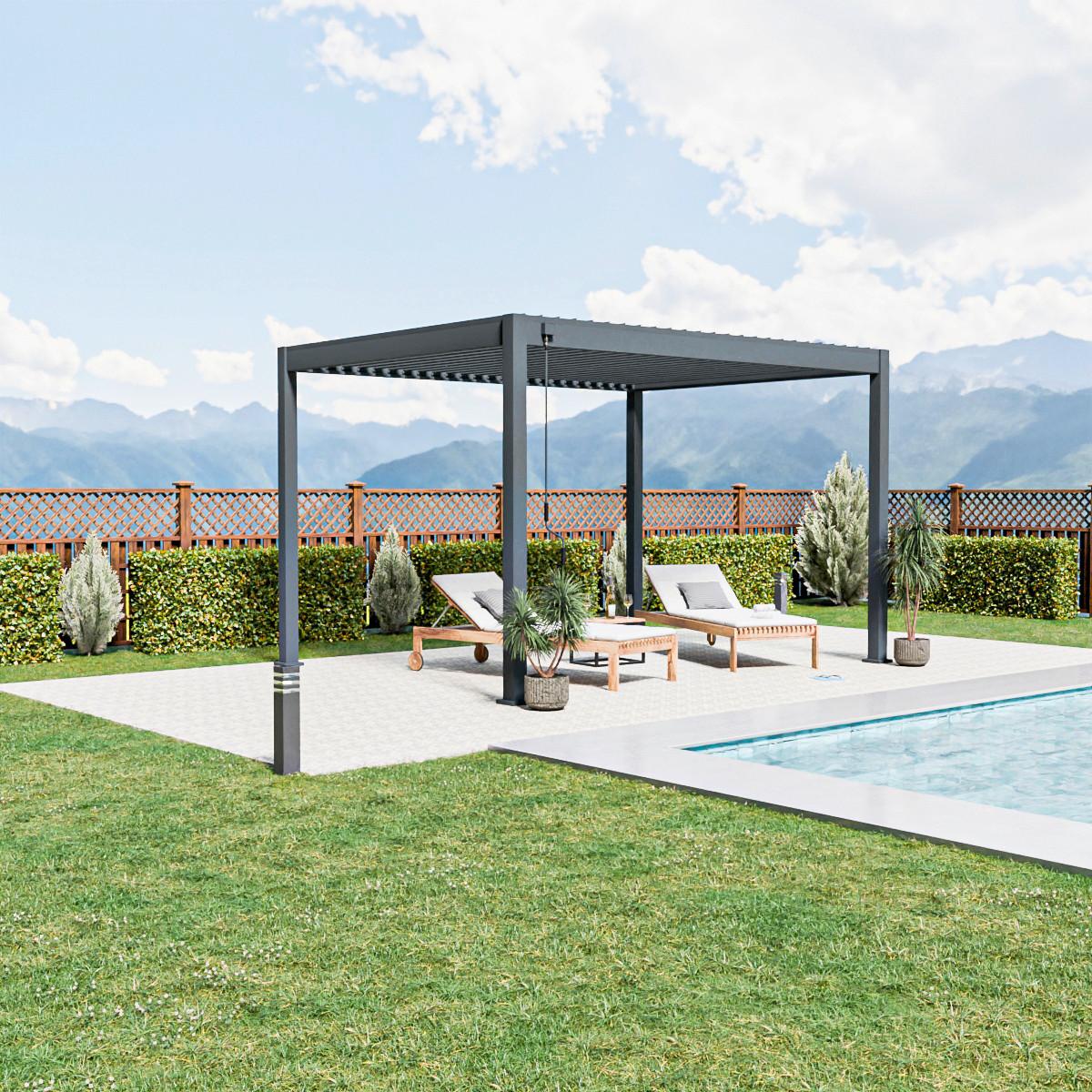 Pergola Trumpf, Antracit, 3x4m - barve grafita, Basics, kovina (300/255/400cm) - Gardenson