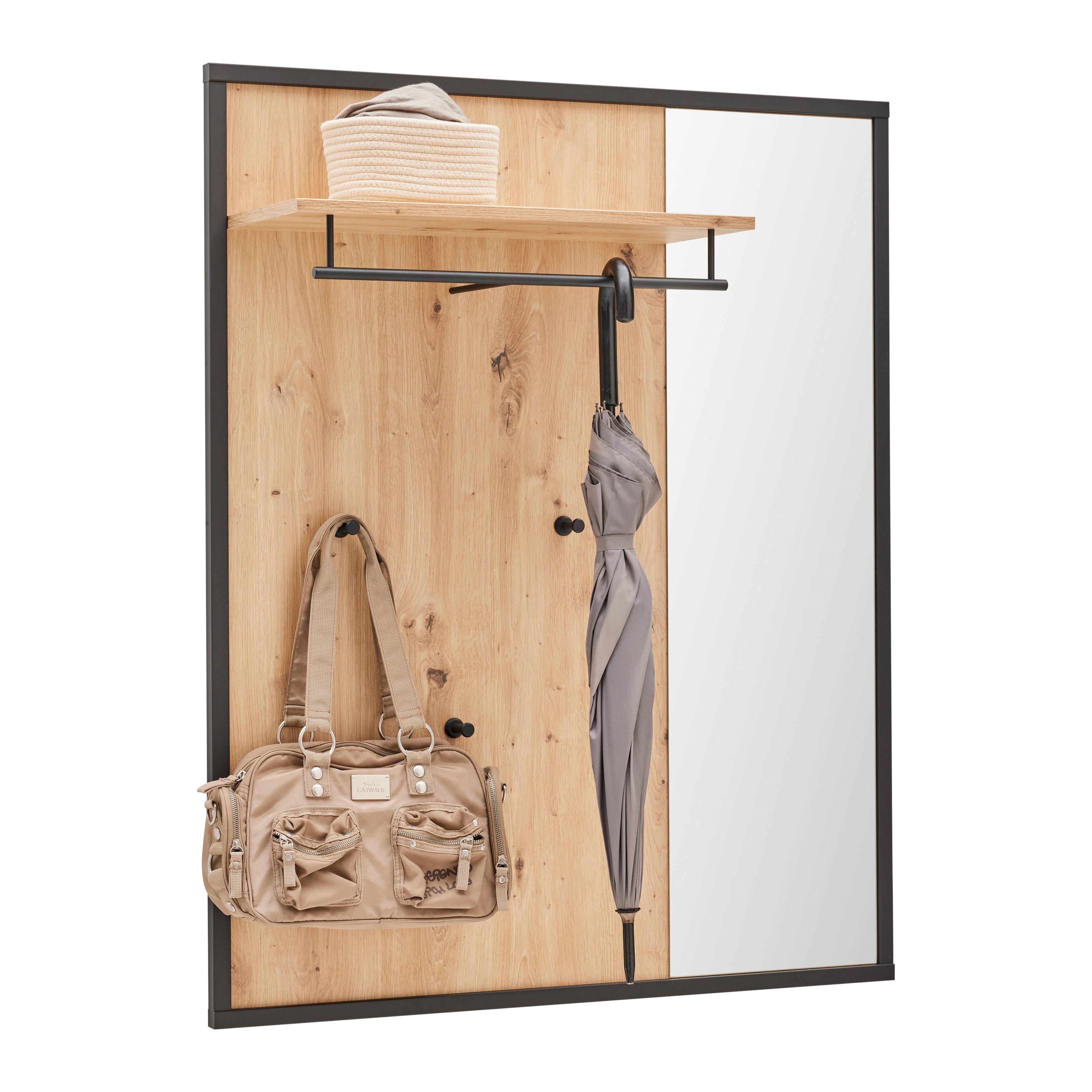 Garderobenpaneel Florenz Grau/Eiche Artisan - Eiche Artisan/Grau, MODERN, Glas/Holzwerkstoff (94/116/2,6cm) - Premium Living