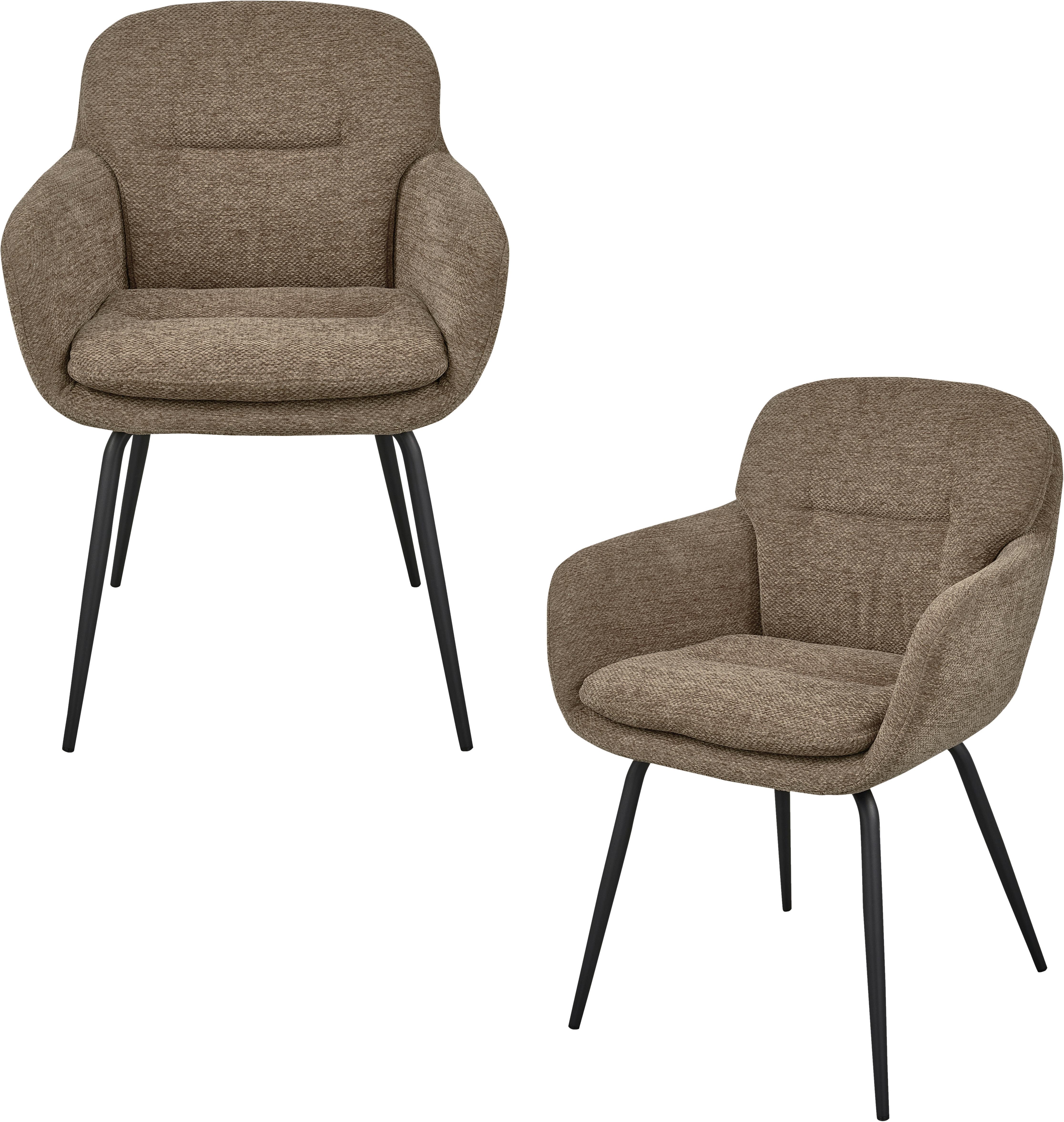 ARMLEHNSTUHL-SET Runa Sandfarben B: 57cm - Sandfarben/Schwarz, MODERN, Textil/Metall (57/82/59cm) - Livetastic