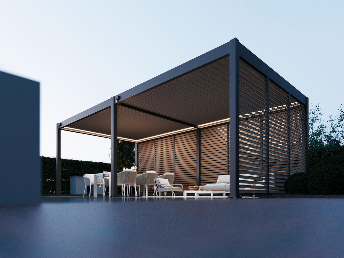 PERGOLA-SEITENTEIL WEIDE HOLZ DEKOR 113CM - Naturfarben, Basics, Metall (113/235/10cm) - Gardenson
