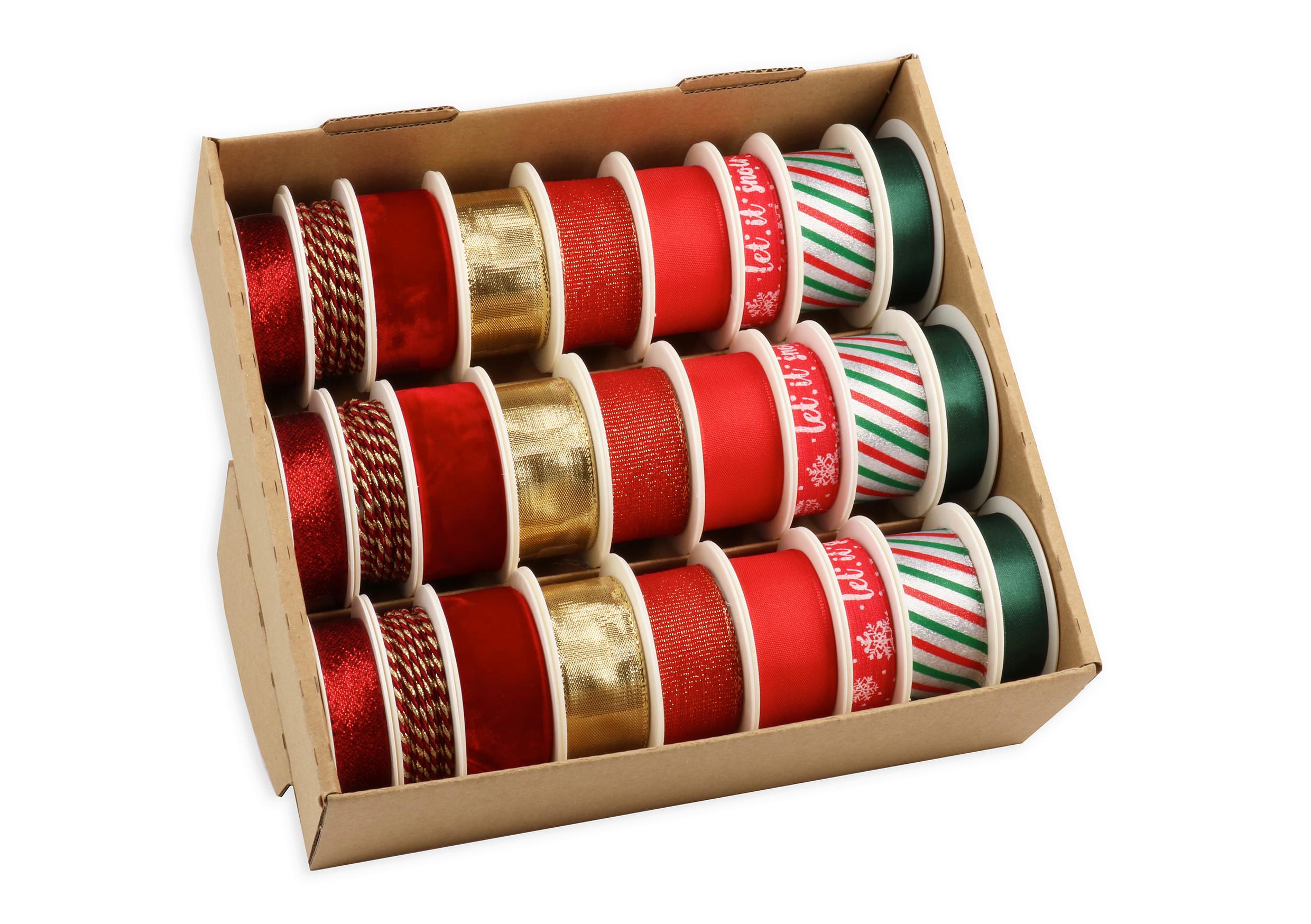 Geschenkband Lena in diversen Farben - Dunkelgrün/Rot, Basics, Textil (23/7,5/21cm) - Mömax