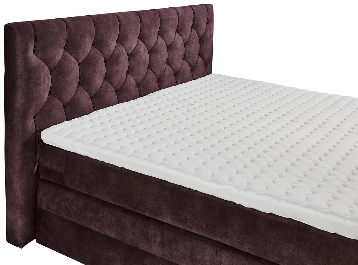 Boxspringbett Cashfield 8 ca. 180x200 cm Aubergine - Aubergine/Schwarz, MODERN, Holzwerkstoff/Kunststoff (180/200cm) - MID.YOU