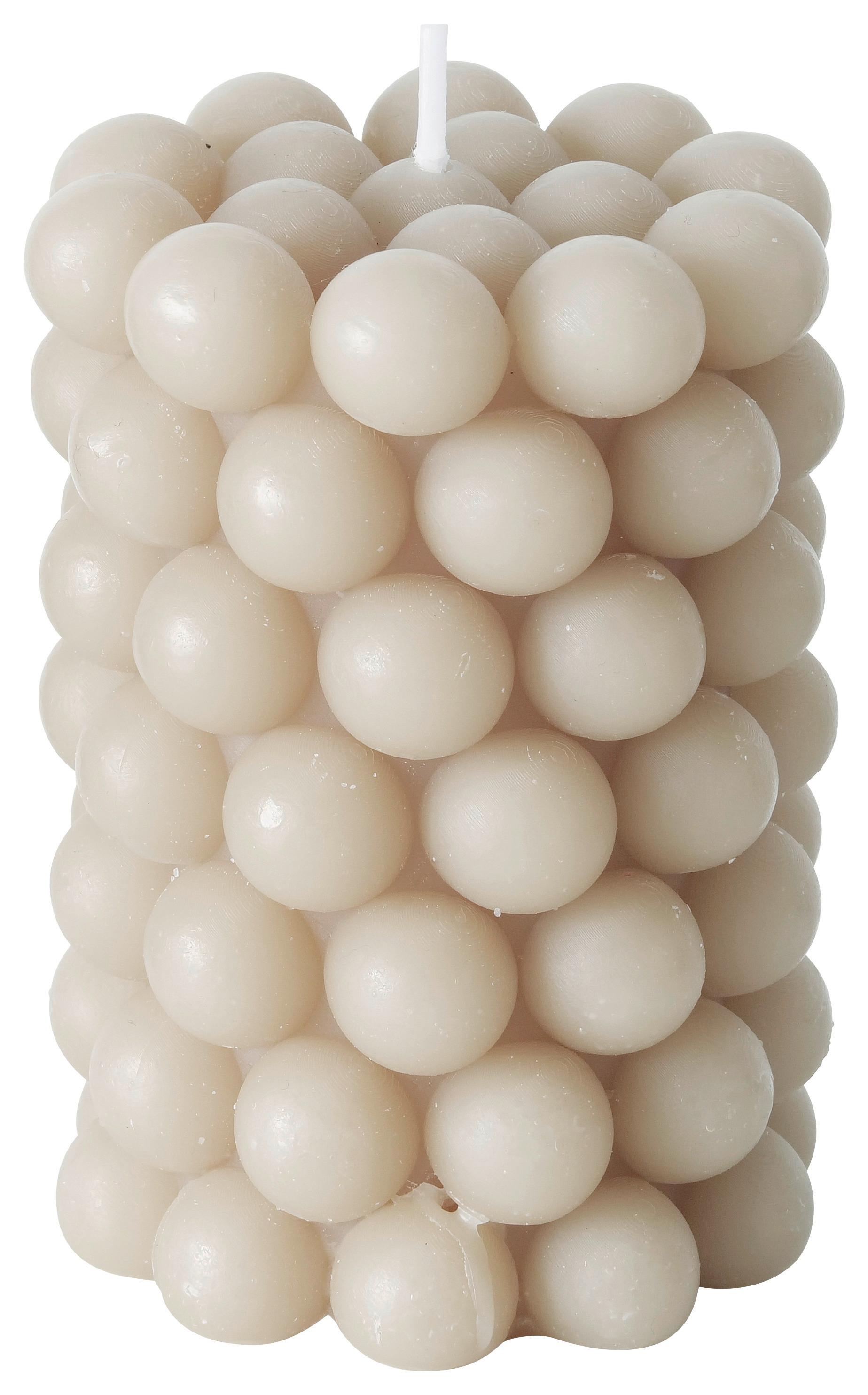 Stumpenkerze Pearls II in Grau - Grau, MODERN (7/10cm) - Modern Living