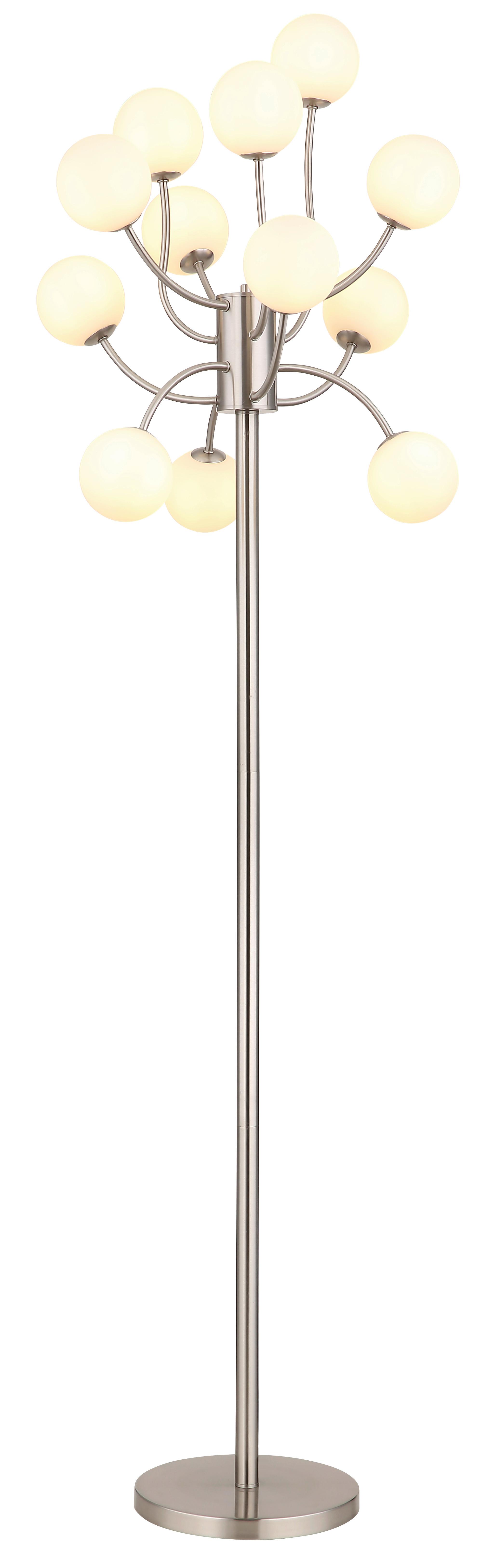 LED-Stehleuchte Calvin Opal/Nickelfarben max. 3,5 W - Opal/Nickelfarben, Basics, Glas/Metall (62/200cm)