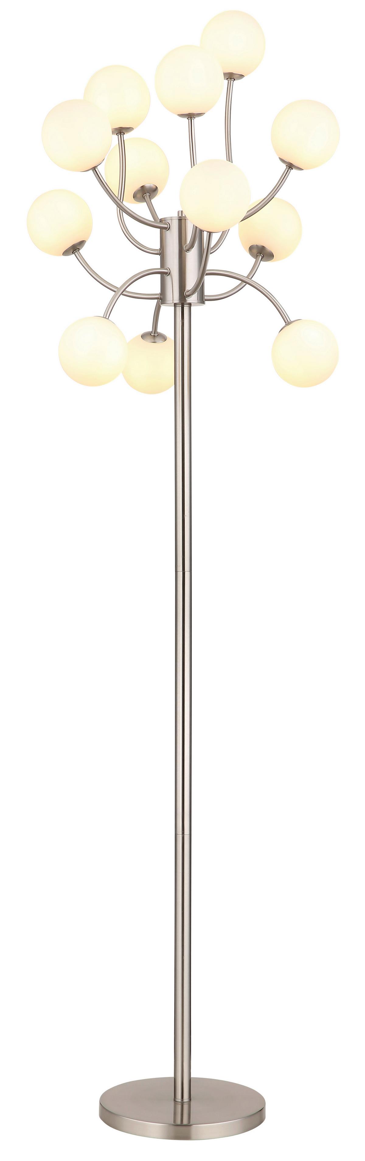 LED-Stehleuchte Calvin Opal/Nickelfarben max. 3,5 W - Opal/Nickelfarben, Basics, Glas/Metall (62/200cm)