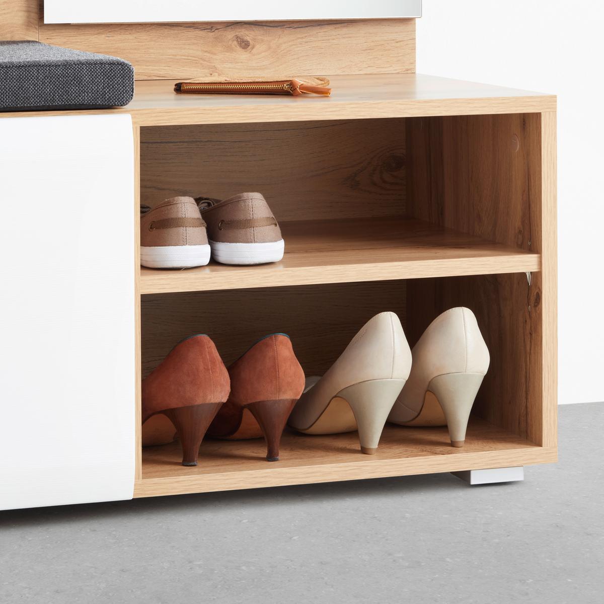 Garderobenbank in Grau/Weiß/Eichefarben - Konventionell, Holzwerkstoff (126/42/40cm) - Mömax