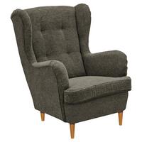 FOTEL USZAK HUGO - dąb wotan/oliwkowa zieleń, Basics, tkanina/drewno (78/102/98cm) - Carryhome