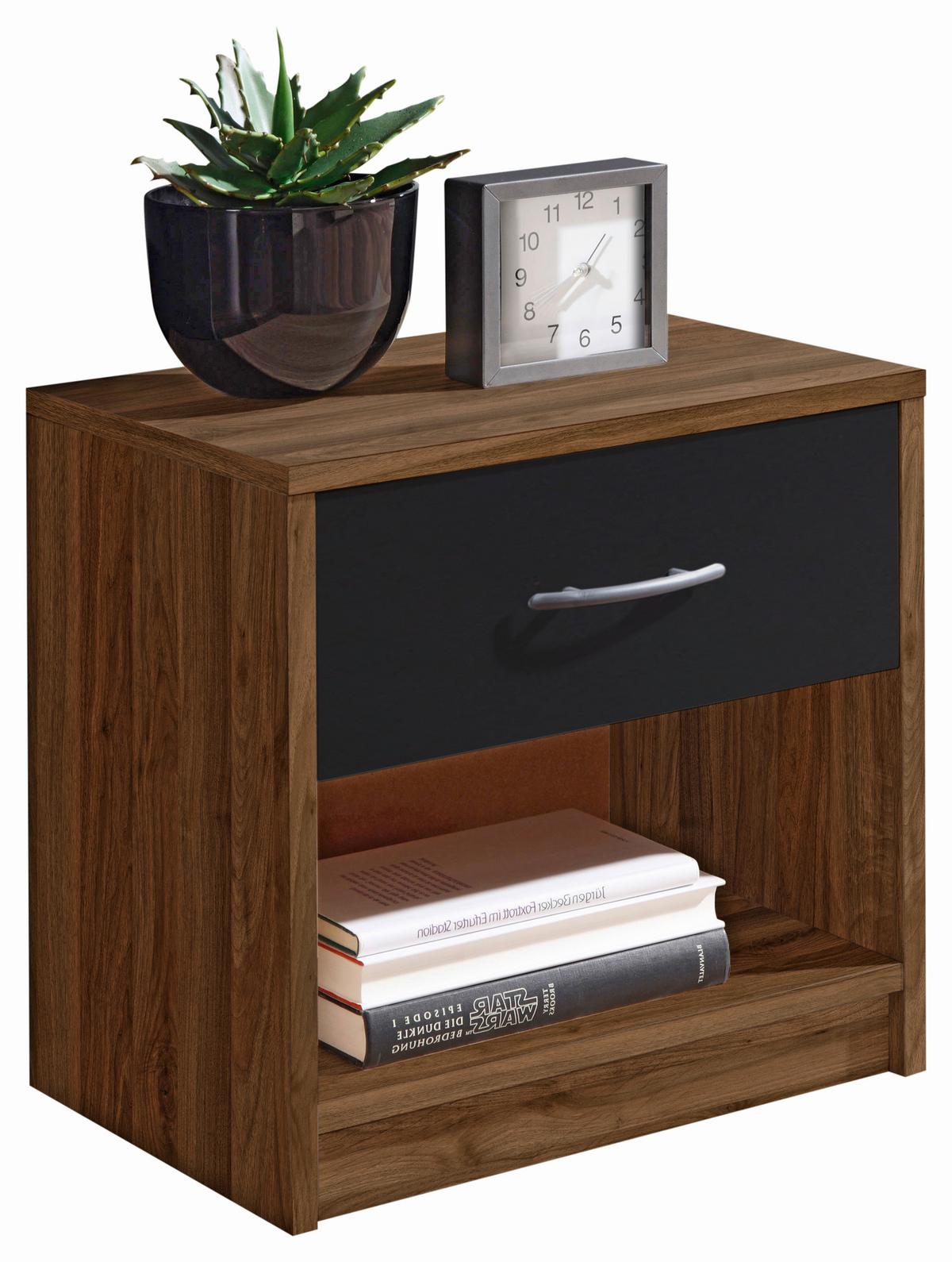 Noćni Ormarić Base - srebrne boje/boje oraha, Basics (39/41/28cm) - Based