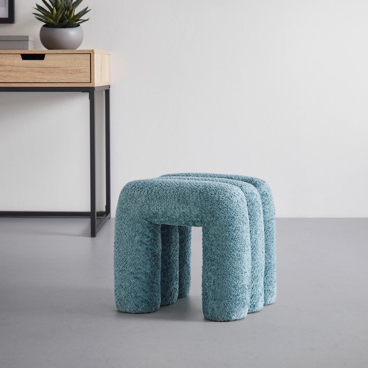Hocker Nala Blau - Blau, MODERN, Holzwerkstoff/Textil (44/43/42cm) - Premium Living