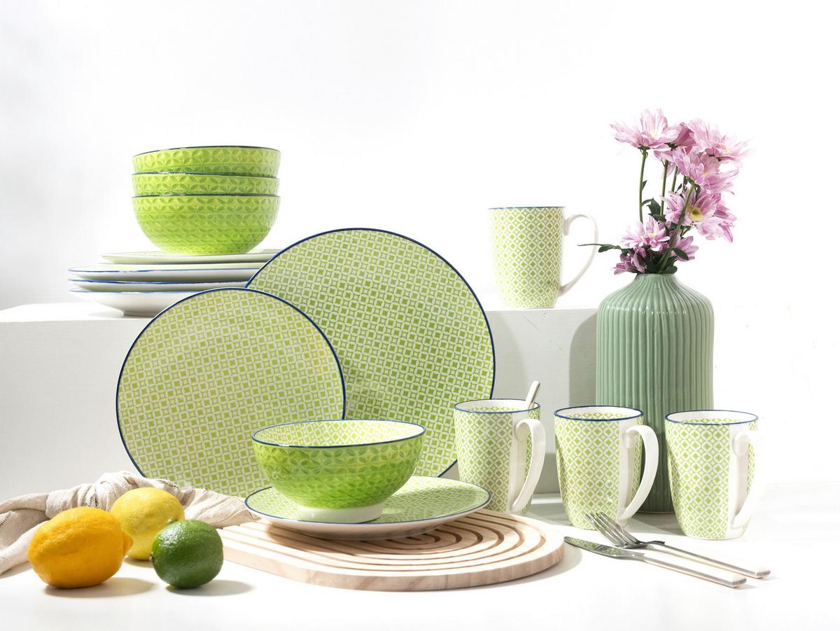 Servis 16/1 24780 Mediterran Grün - svijetlo zelena/bijela, Basics, keramika - Creatable