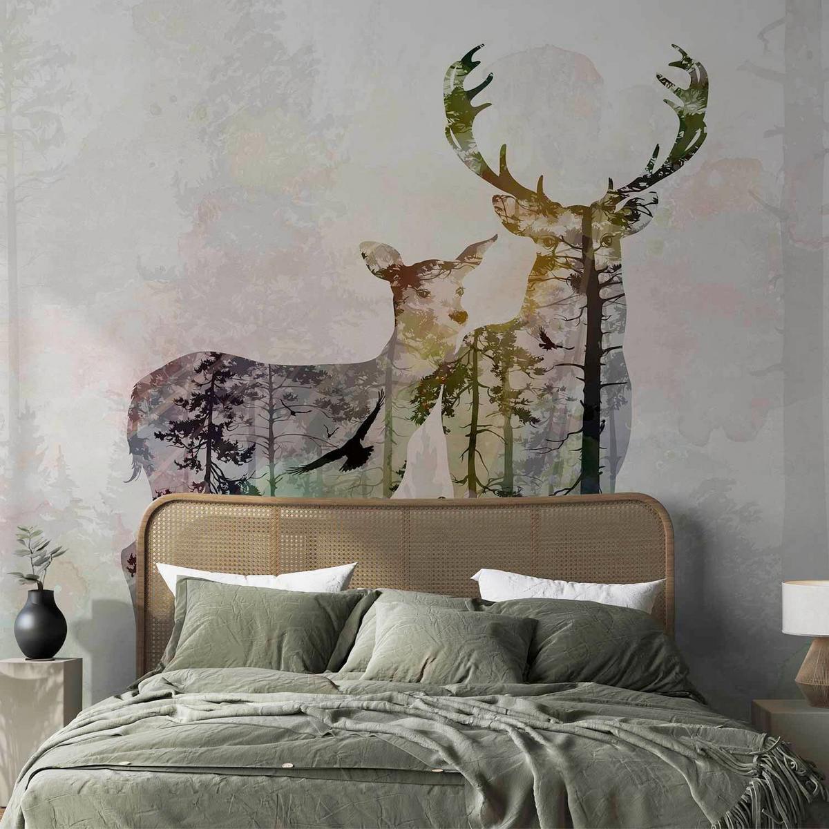 Fotótapéta Forest Family - többszínű/fehér, Lifestyle, textil (400/280cm) - artgeist