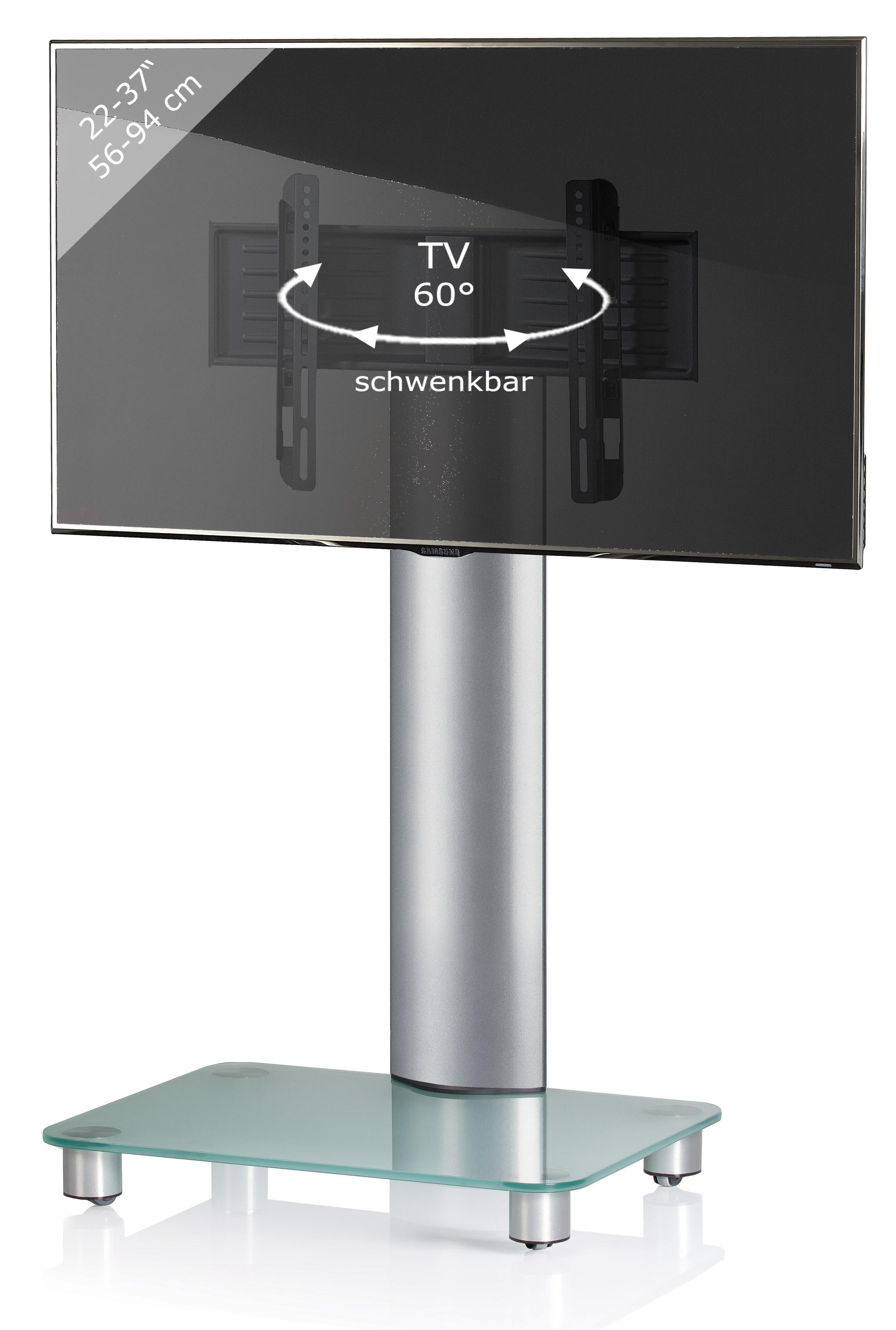 Stojalo Za Tv Bilano Srebrna, 60 Cm - srebrne barve, Konvencionalno, kovina/steklo (60/100/44cm) - MID.YOU