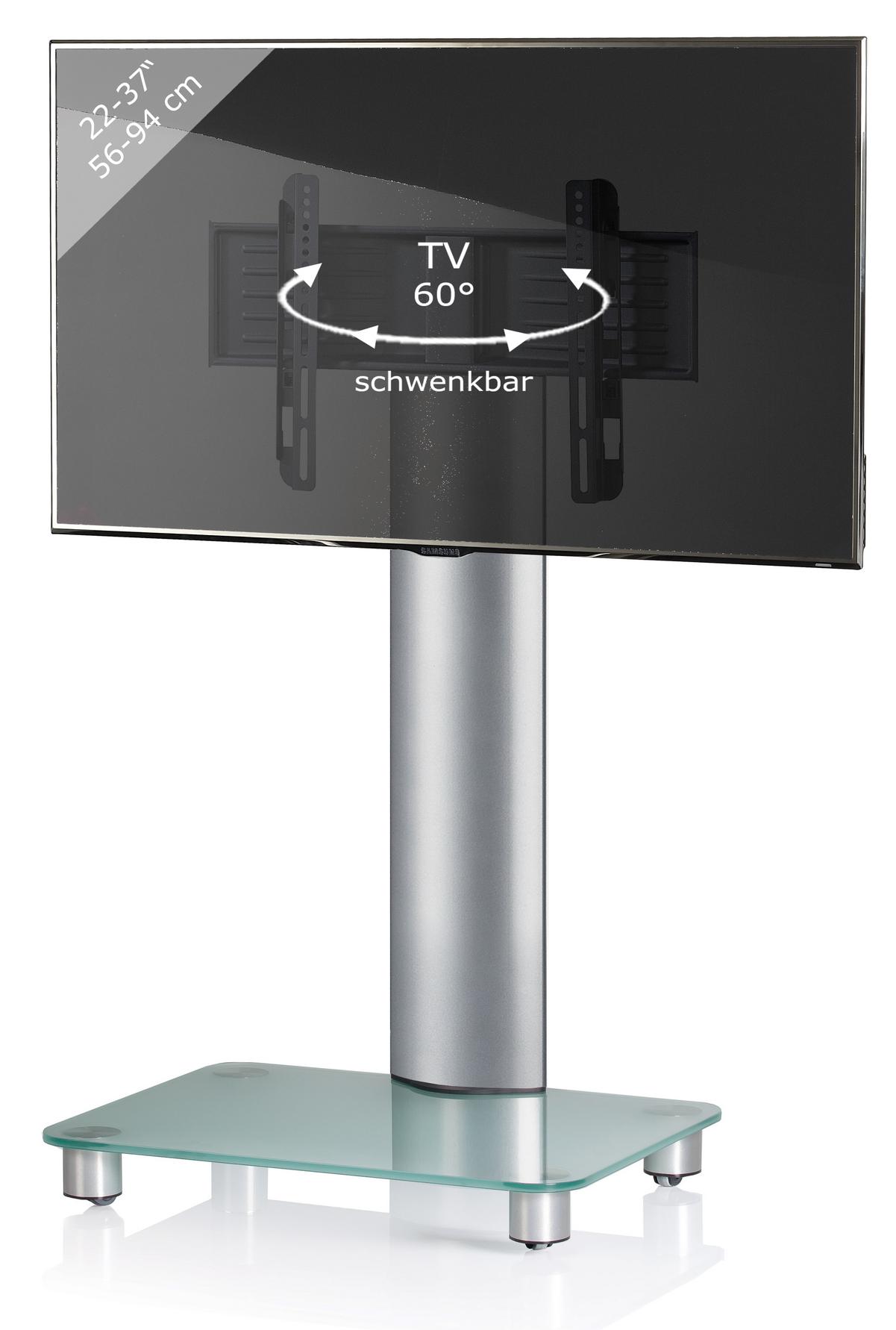 Stojalo Za Tv Bilano Srebrna, 60 Cm - srebrne barve, Konvencionalno, kovina/steklo (60/100/44cm) - MID.YOU